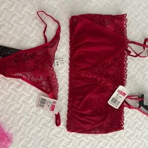 Victoria's Secret Red Bandeau Lace Set